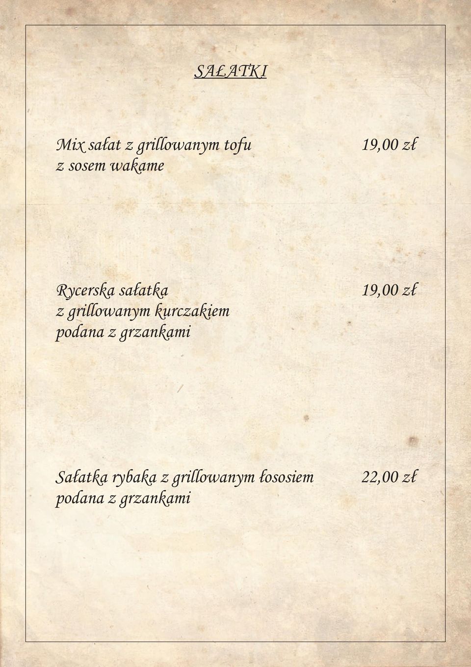 kurczakiem podana z grzankami 19,00 zł Sałatka