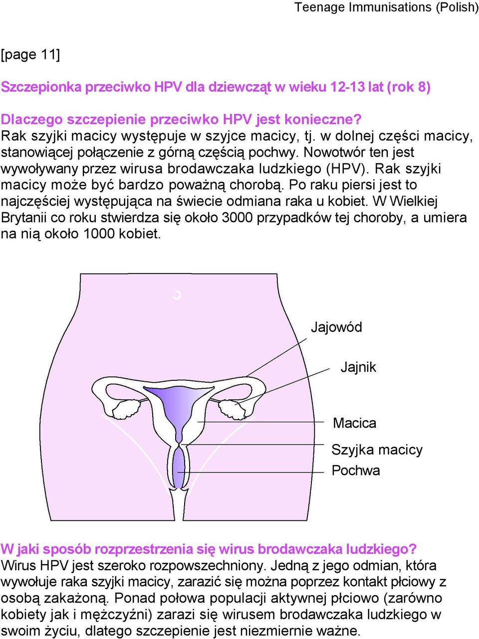 Po raku piersi jest to najczęściej występująca na świecie odmiana raka u kobiet. W Wielkiej Brytanii co roku stwierdza się około 3000 przypadków tej choroby, a umiera na nią około 1000 kobiet.