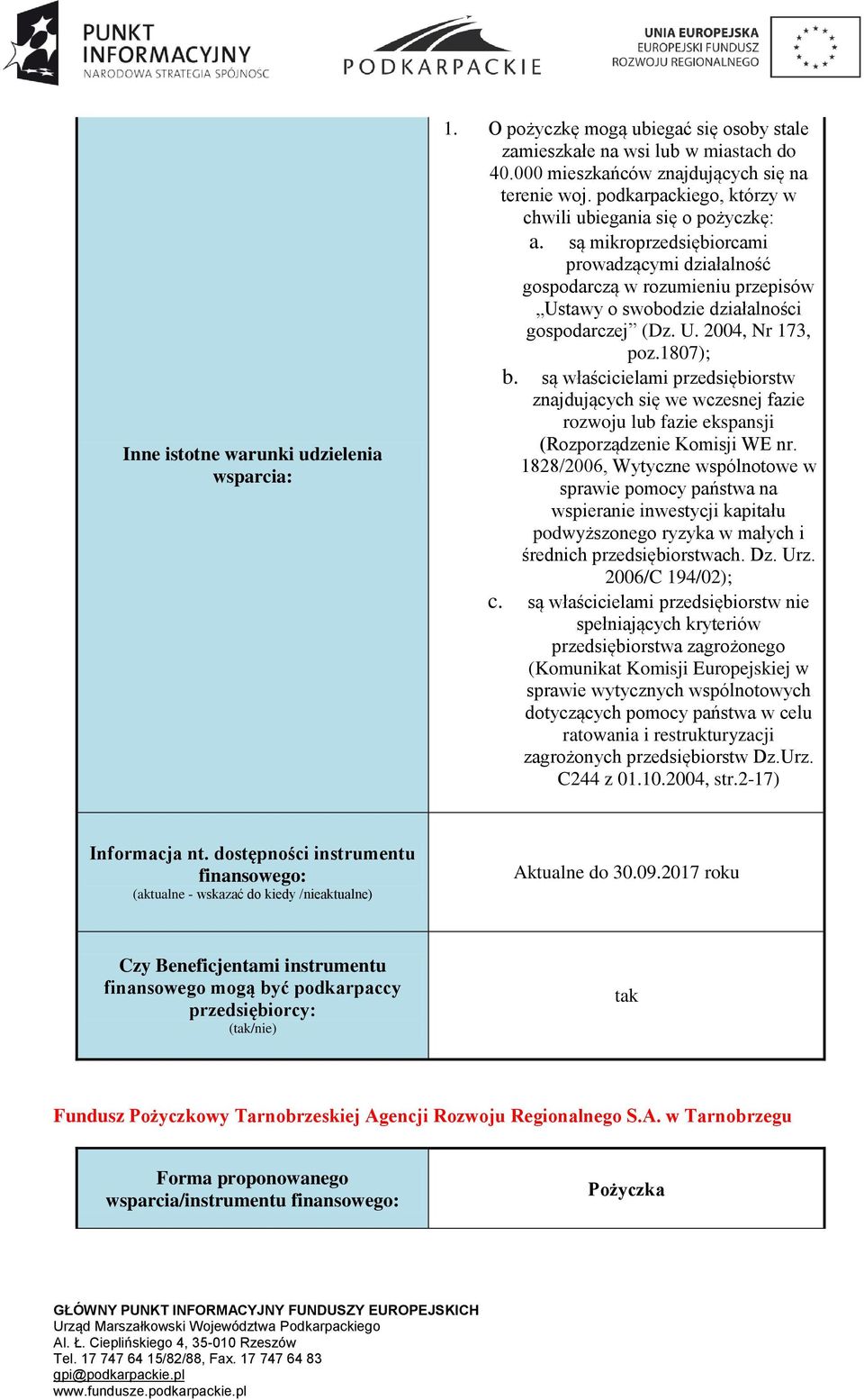 1807); b. są właścicielami przedsiębiorstw znajdujących się we wczesnej fazie rozwoju lub fazie ekspansji (Rozporządzenie Komisji WE nr.