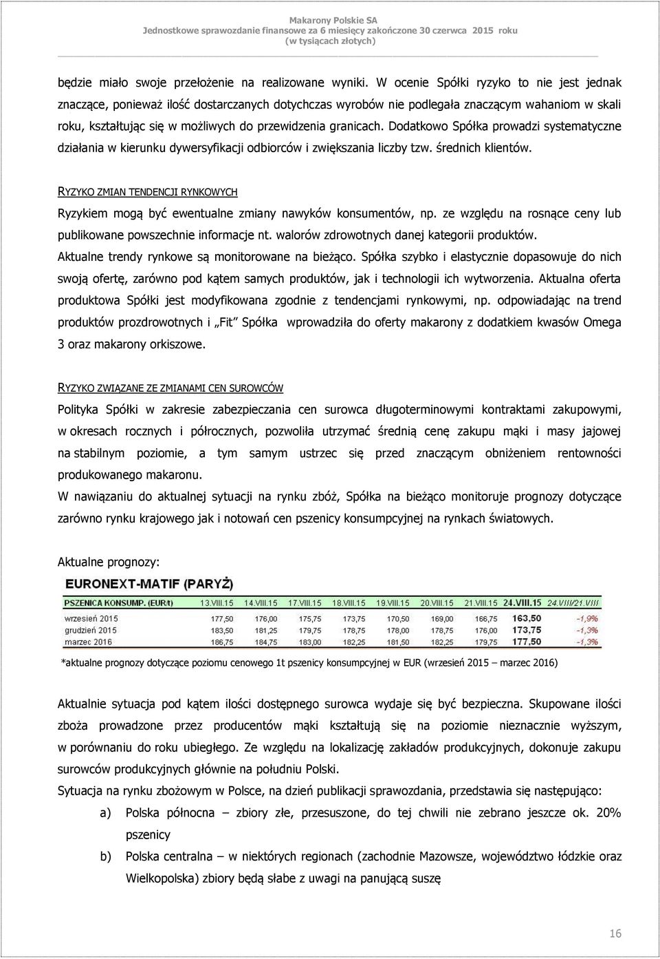 granicach. Dodatkowo Spółka prowadzi systematyczne działania w kierunku dywersyfikacji odbiorców i zwiększania liczby tzw. średnich klientów.