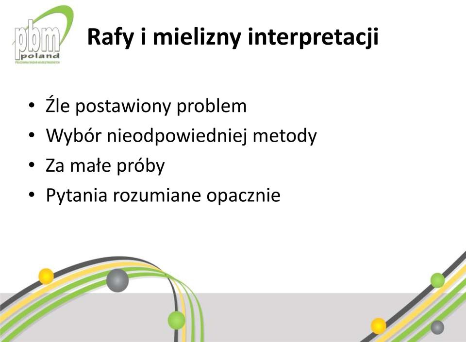 nieodpowiedniej metody Za małe