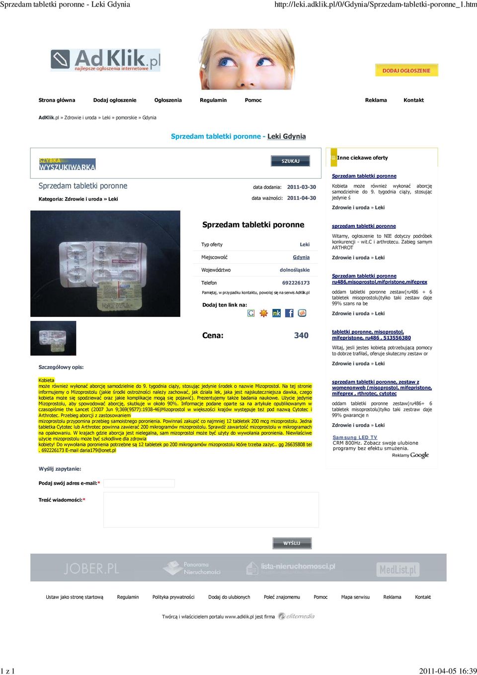 tygodnia ciąży, stosując jedynie ś sprzedam tabletki poronne Gdynia Witamy, ogłoszenie to NIE dotyczy podróbek konkurencji - wit.c i arthrotecu.