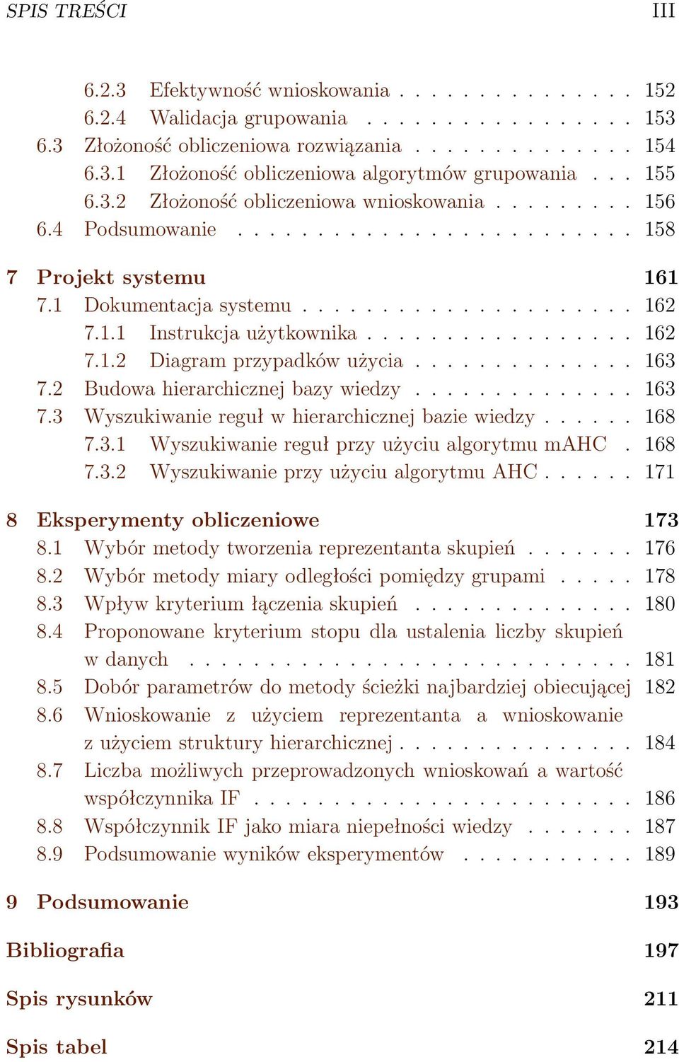 ................ 162 7.1.2 Diagram przypadków użycia.............. 163 7.2 Budowa hierarchicznej bazy wiedzy.............. 163 7.3 Wyszukiwanie reguł w hierarchicznej bazie wiedzy...... 168 7.3.1 Wyszukiwanie reguł przy użyciu algorytmu mahc.