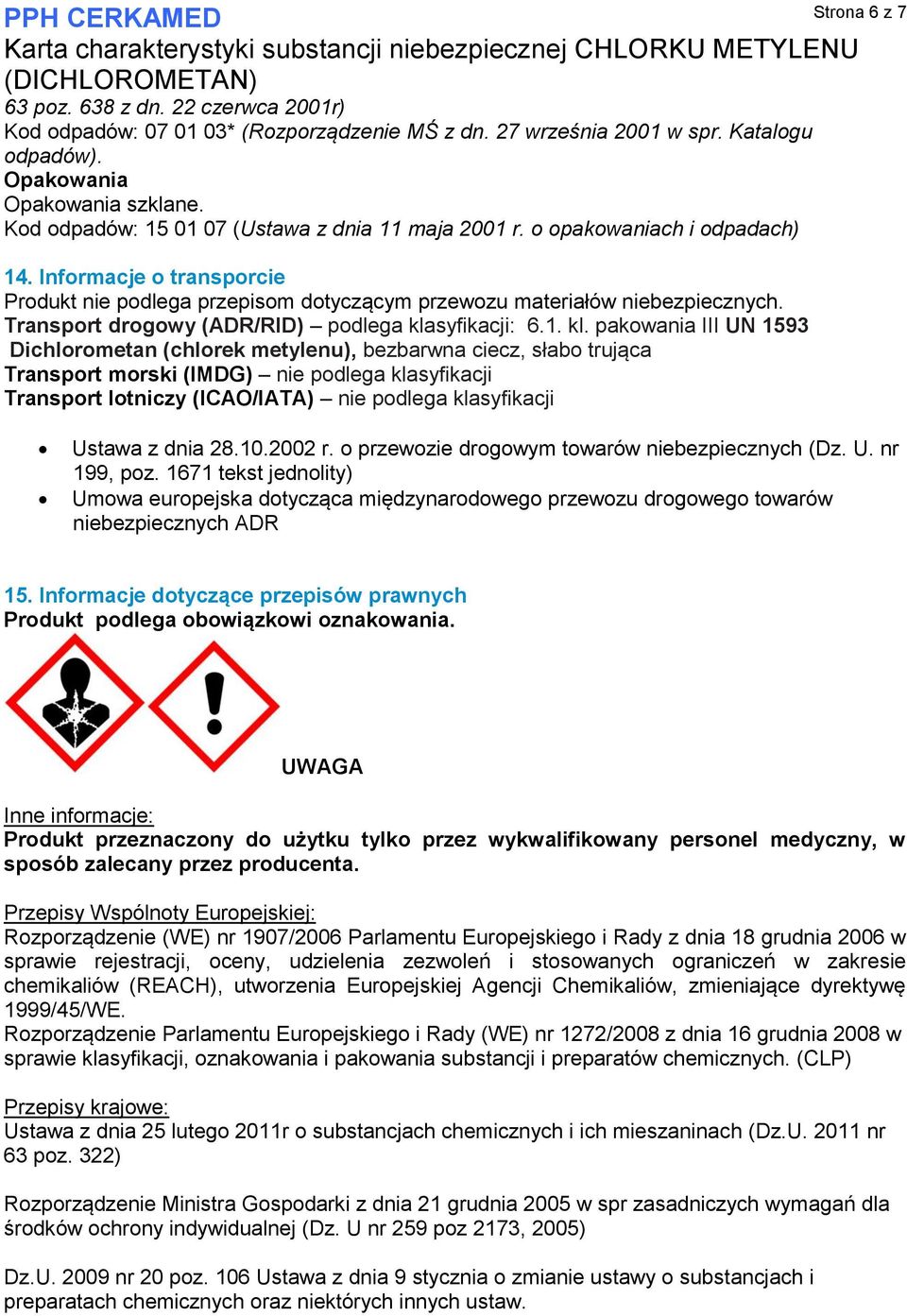 Transport drogowy (ADR/RID) podlega kla
