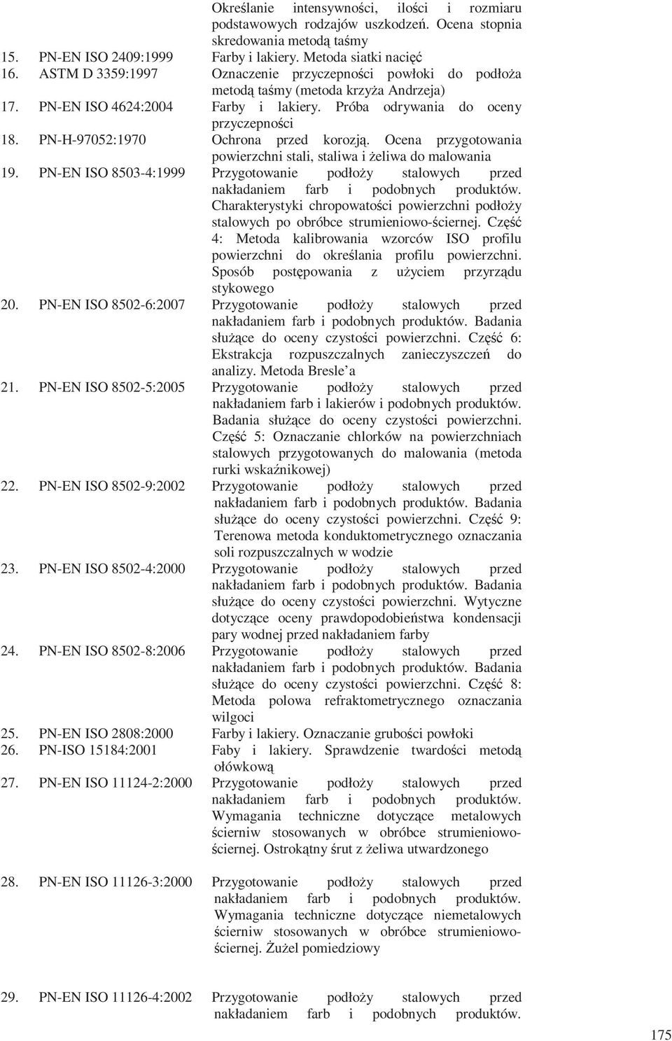 PN-H-97052:1970 Ochrona przed korozją. Ocena przygotowania powierzchni stali, staliwa i żeliwa do malowania 19.