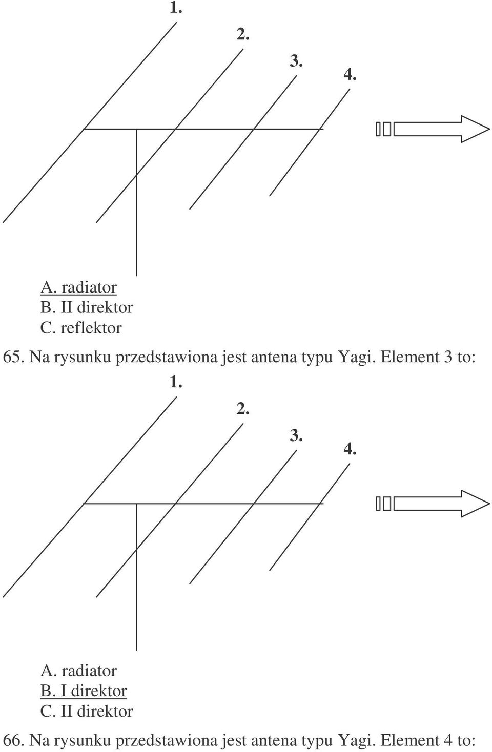 Element 3 to: 1. 2. 3. 4. A. radiator B. I direktor C.