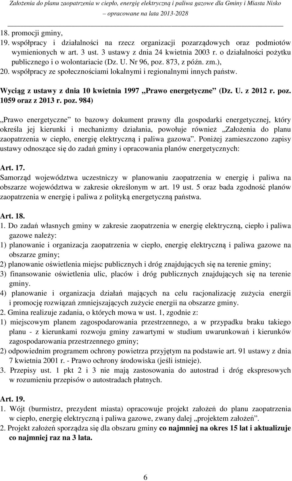 Wyciąg z ustawy z dnia 10 kwietnia 1997 Prawo energetyczne (Dz. U. z 2012 r. poz.