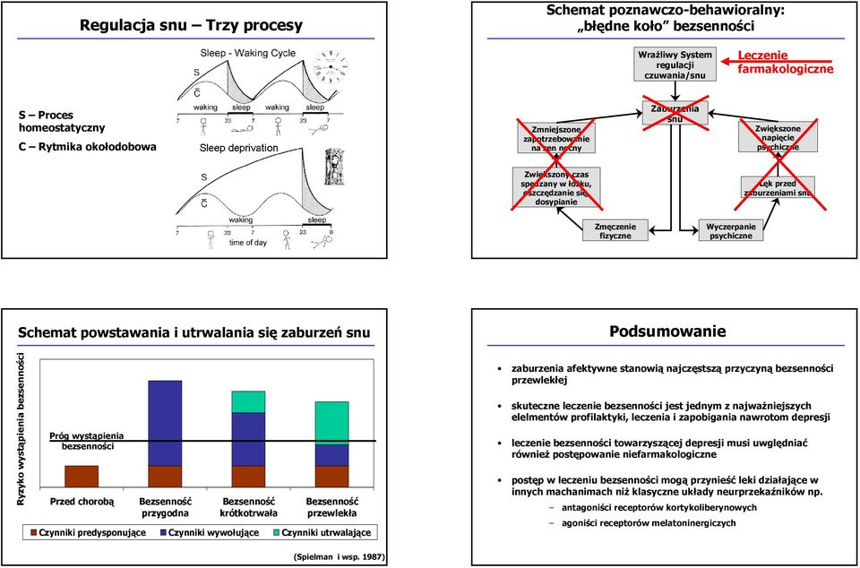 Wyczerpanie psychiczne Schemat powstawania i utrwalania się zaburzeń snu Podsumowanie Ryzyko wystąpienia bezsenności Próg wystąpienia bezsenności Przed chorobą Bezsenność przygodna Bezsenność