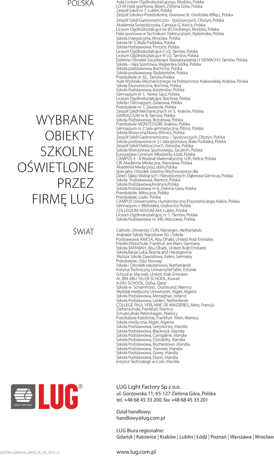 ), Polska Zespół Szkół Gastronomiczno - Spożywczych, Olsztyn, Polska Akademia Świętokrzyska, Campus G, Kielce, Polska Liceum Ogólnokształcące im B.