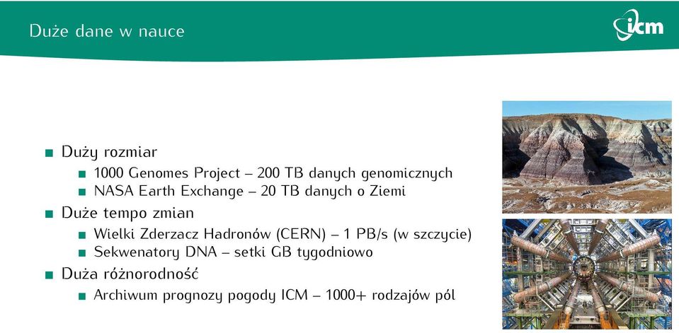 Wielki Zderzacz Hadronów (CERN) 1 PB/s (w szczycie) Sekwenatory DNA
