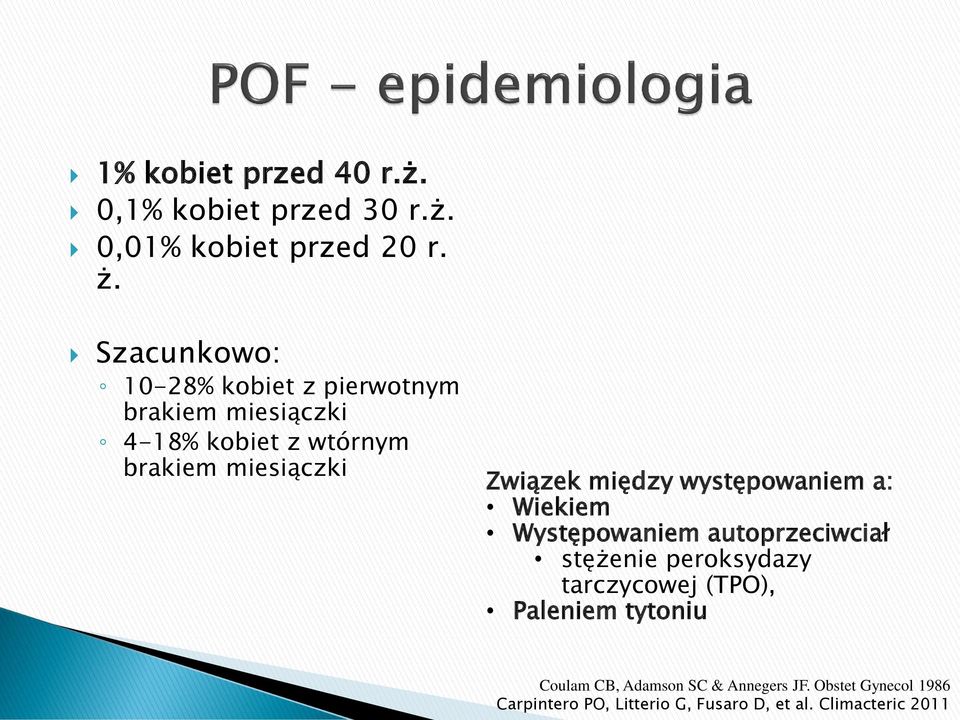 Związek między występowaniem a: Wiekiem Występowaniem autoprzeciwciał stężenie peroksydazy tarczycowej