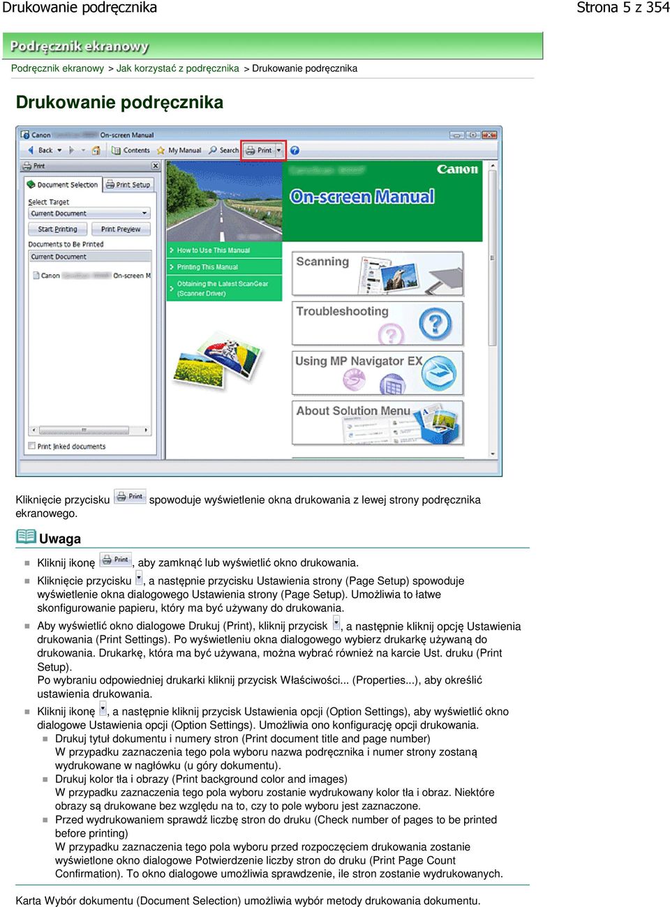 Kliknięcie przycisku, a następnie przycisku Ustawienia strony (Page Setup) spowoduje wyświetlenie okna dialogowego Ustawienia strony (Page Setup).