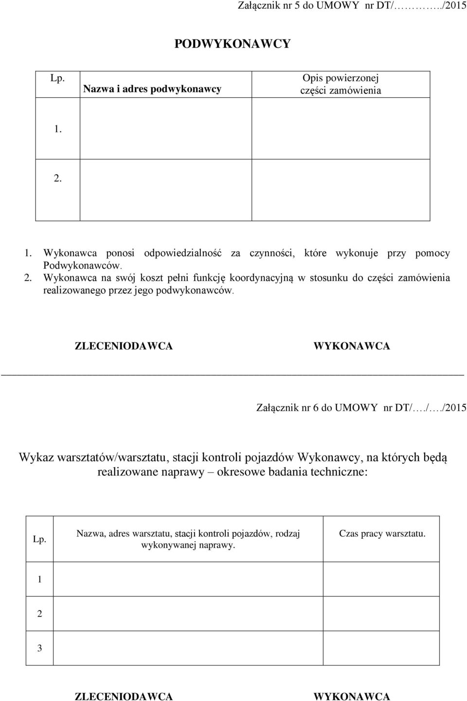 Wykonawca na swój koszt pełni funkcję koordynacyjną w stosunku do części zamówienia realizowanego przez jego podwykonawców.