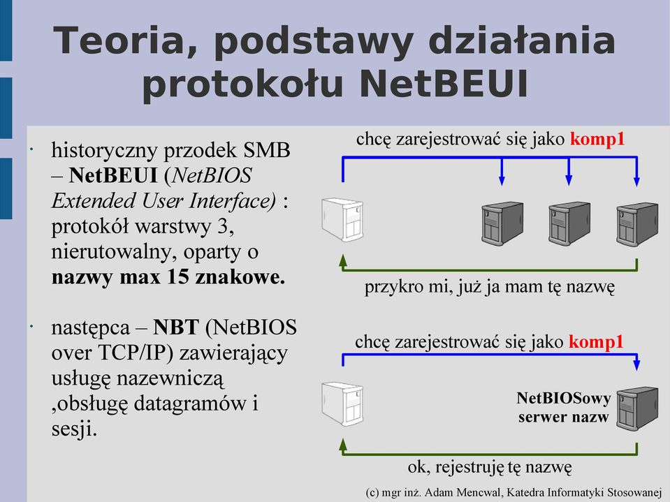 następca NBT (NetBIOS over TCP/IP) zawierający usługę nazewniczą,obsługę datagramów i sesji.