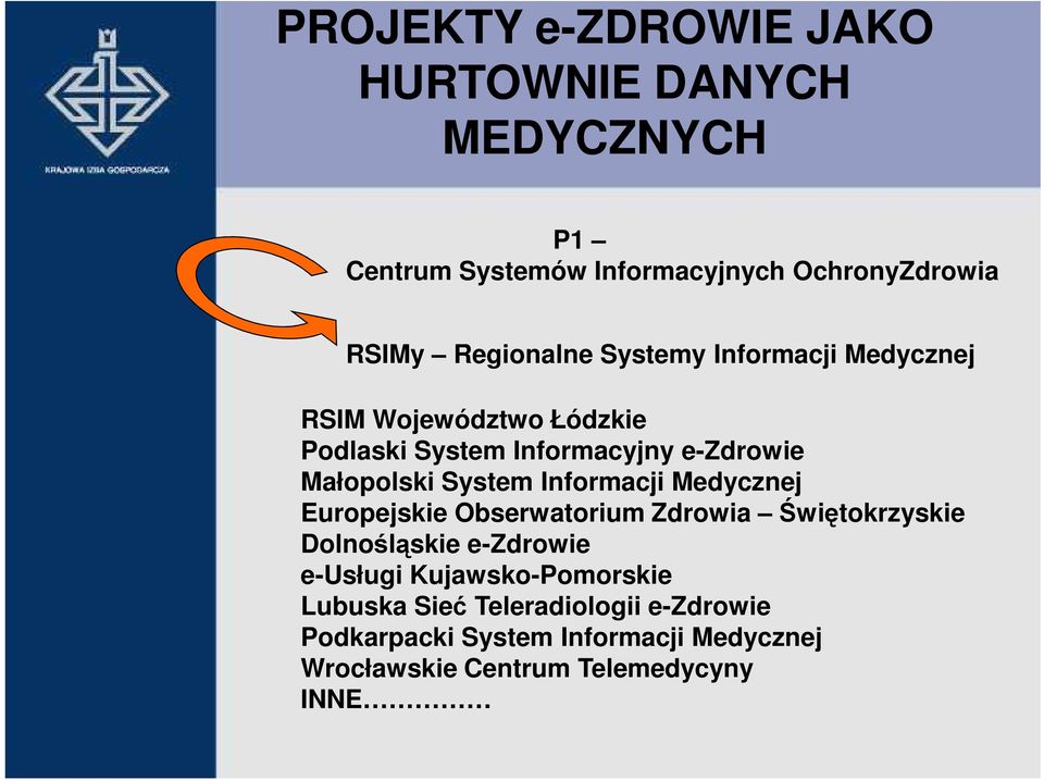 System Informacji Medycznej Europejskie Obserwatorium Zdrowia Świętokrzyskie Dolnośląskie e-zdrowie e-usługi
