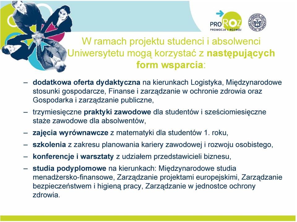 absolwentów, zajęcia wyrównawcze z matematyki dla studentów 1.