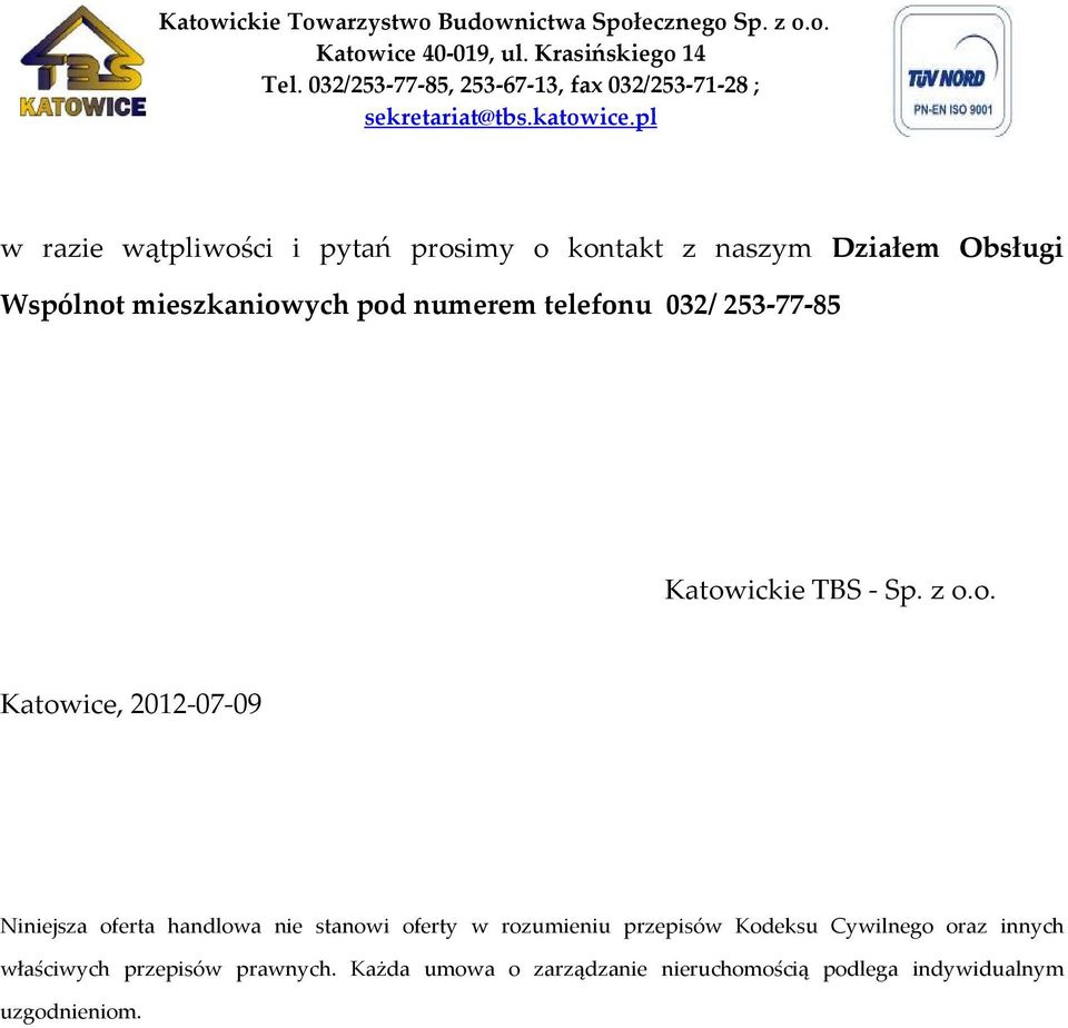 oferta handlowa nie stanowi oferty w rozumieniu przepisów Kodeksu Cywilnego oraz innych