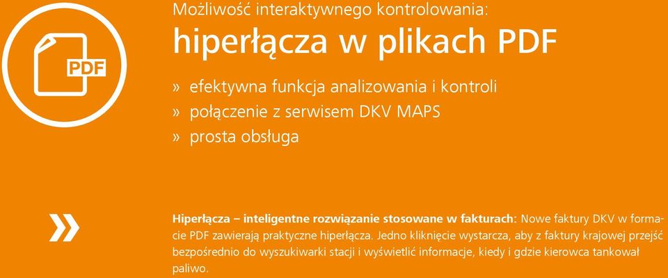 Nowe faktury DKV w formacie PDF zawierają praktyczne hiperłącza.