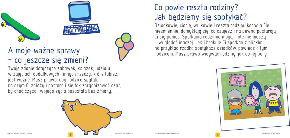 Jak będziemy się spotykać? Dziadkowie, ciocie, wujkowie i reszta rodziny kochaj¹ Ciê niezmiennie, domyślaj¹ siê, co czujesz i na pewno postaraj¹ Ci siê pomóc.