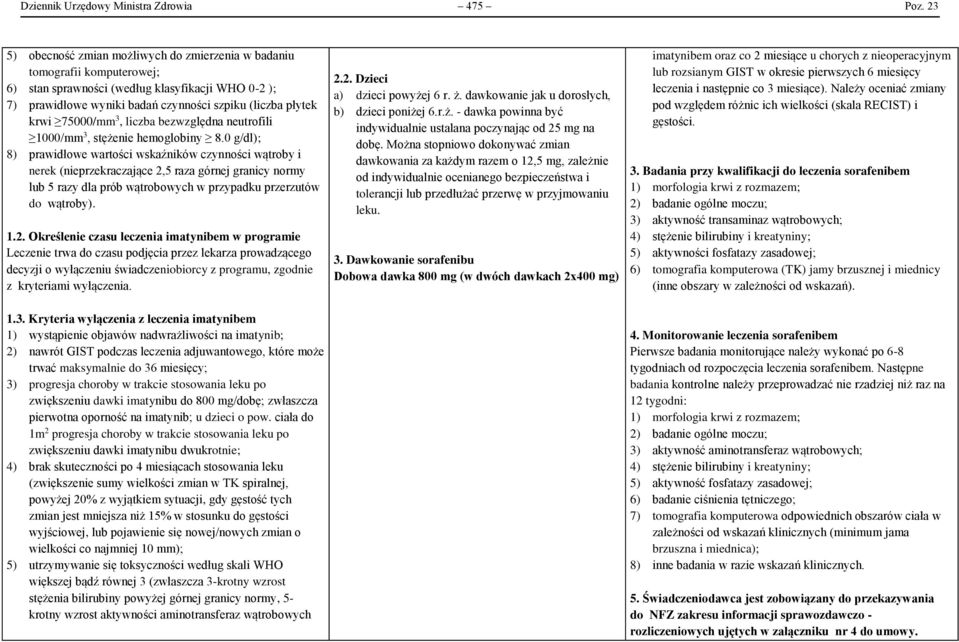 75000/mm 3, liczba bezwzględna neutrofili 1000/mm 3, stężenie hemoglobiny 8.