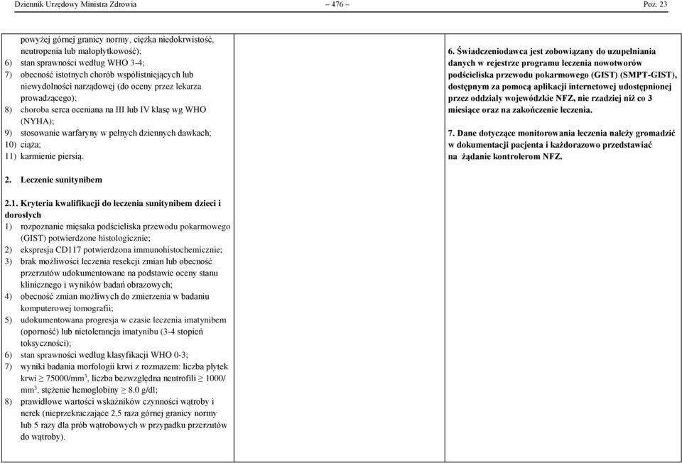 (do oceny przez lekarza prowadzącego); 8) choroba serca oceniana na III lub IV klasę wg WHO (NYHA); 9) stosowanie warfaryny w pełnych dziennych dawkach; 10) ciąża; 11) karmienie piersią. 6.