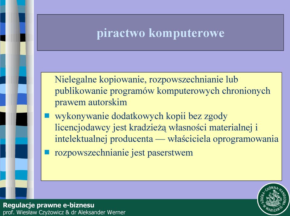 dodatkowych kopii bez zgody licencjodawcy jest kradzieżą własności