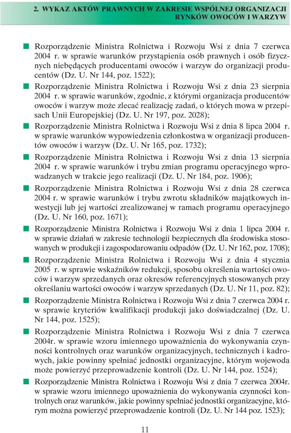 1522); Rozporzàdzenie Ministra Rolnictwa i Rozwoju Wsi z dnia 23 sierpnia 2004 r.