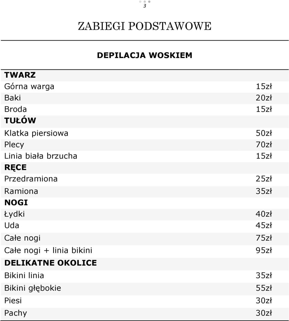 nogi Całe nogi + linia bikini DELIKATNE OKOLICE Bikini linia Bikini głębokie Piesi