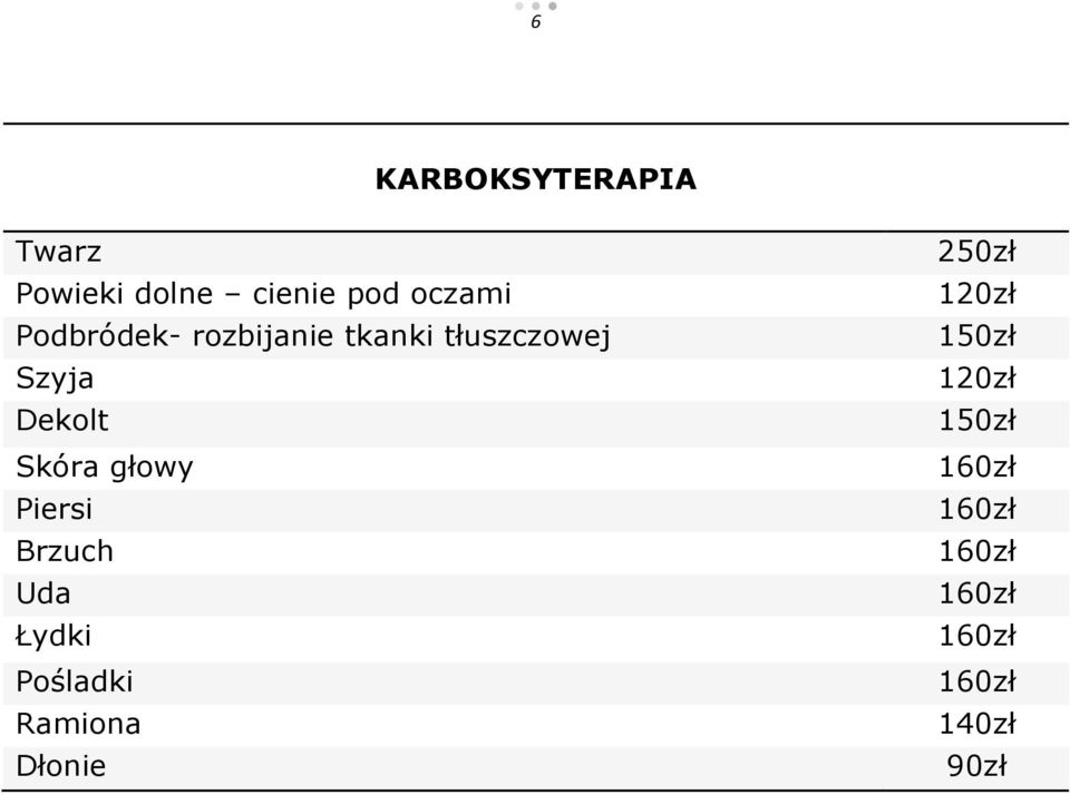Skóra głowy Piersi Brzuch Uda Łydki Pośladki Ramiona