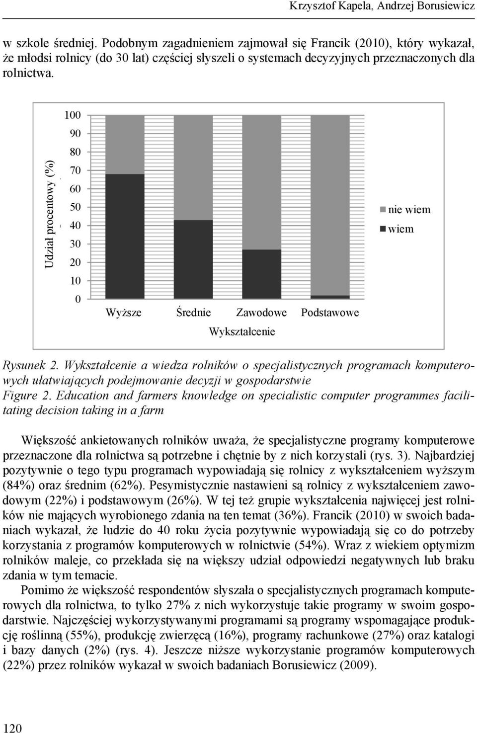 Udział Udział procentowy procentowy (%) [%] 100 90 80 70 60 50 40 30 20 10 0 Wyższe Średnie Zawodowe Podstawowe Wykształcenie nie wiem wiem Rysunek 2.