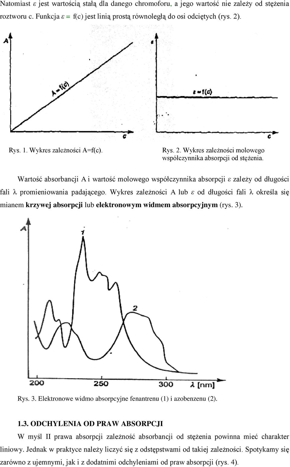 Wartość absorbancji A i wartość molowego współczynnika absorpcji ε zależy od długości fali λ promieniowania padającego.