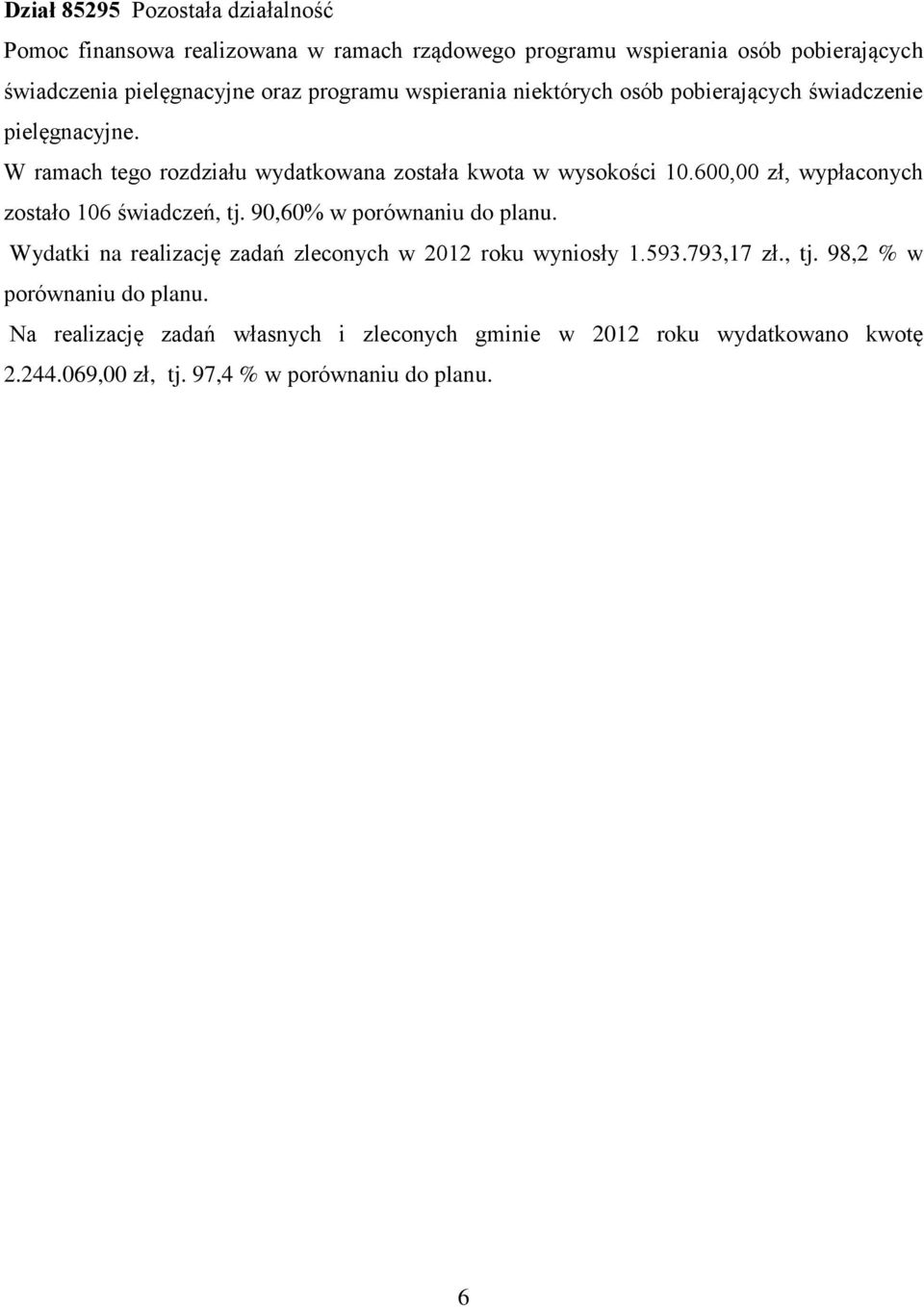 W ramach tego rozdziału wydatkowana została kwota w wysokości 10.600,00 zł, wypłaconych zostało 106 świadczeń, tj.