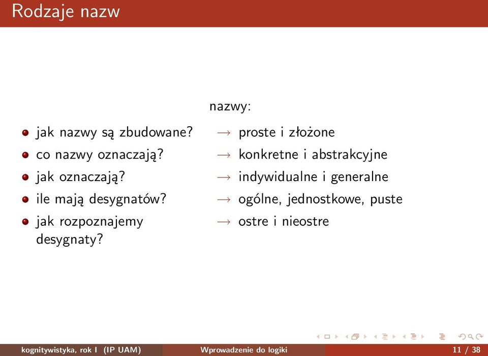 proste i złożone konkretne i abstrakcyjne indywidualne i generalne ogólne,