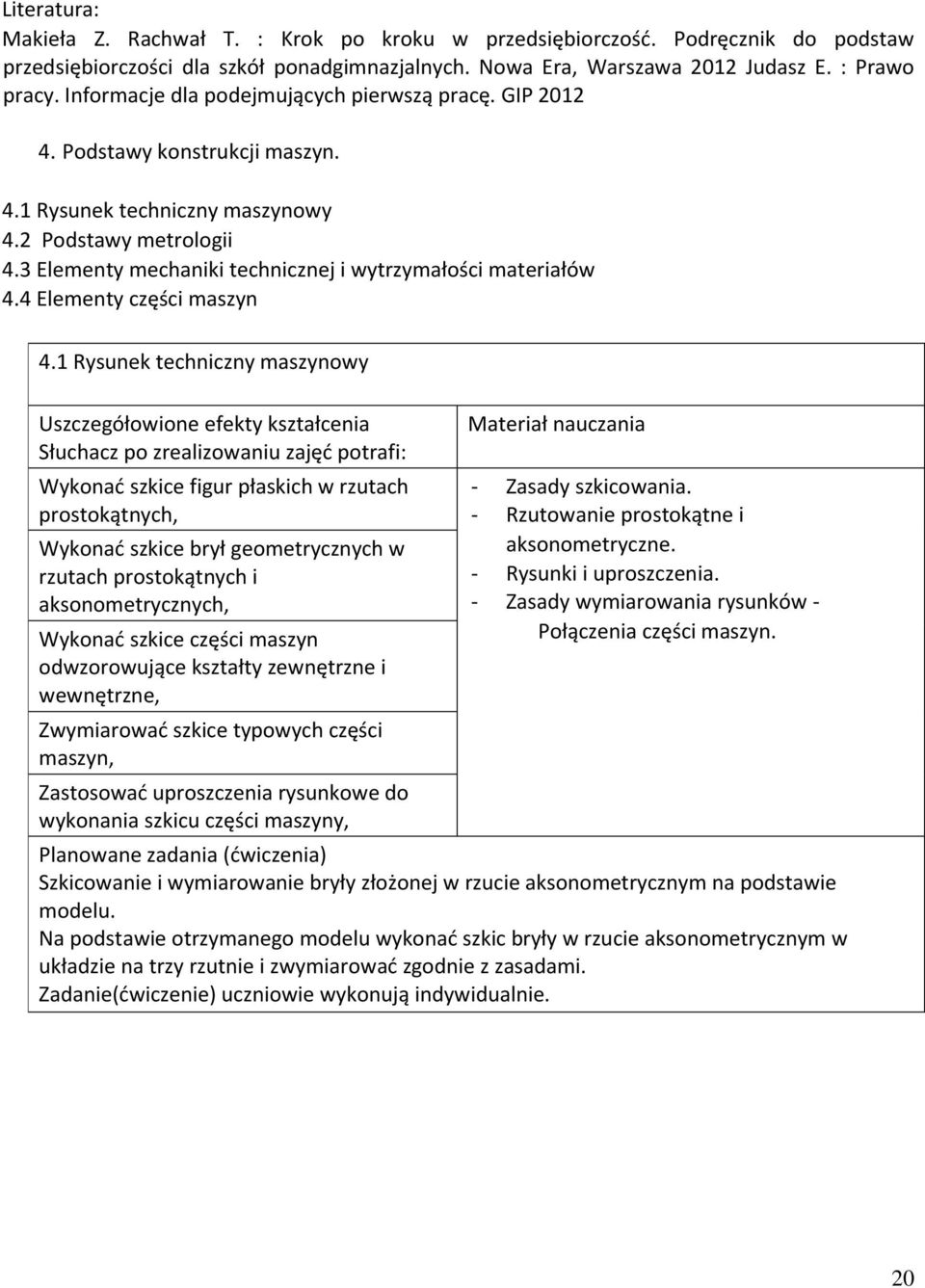 3 Elementy mechaniki technicznej i wytrzymałości materiałów 4.4 Elementy części maszyn 4.