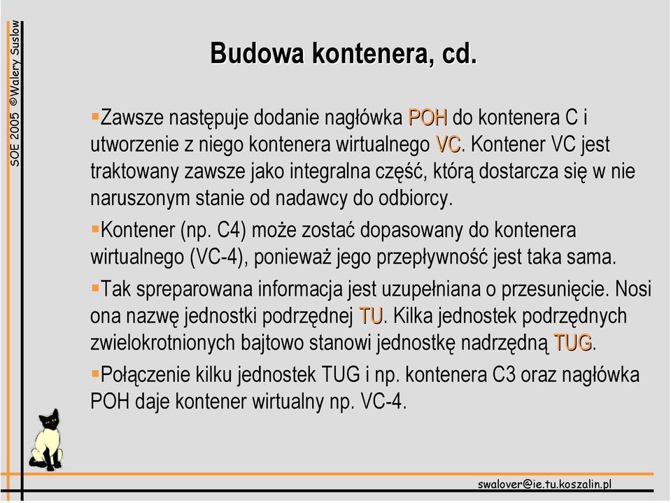 C4) może zostać dopasowany do kontenera wirtualnego (VC-4), ponieważ jego przepływność jest taka sama. Tak spreparowana informacja jest uzupełniana o przesunięcie.