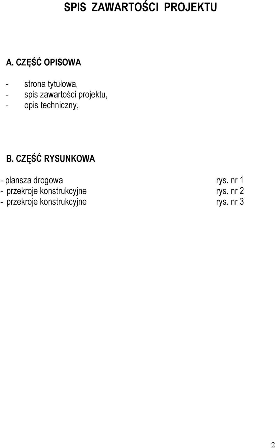 projektu, - opis techniczny, B.