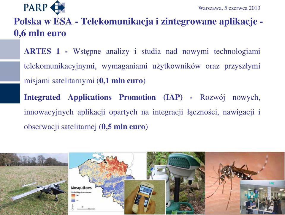 misjami satelitarnymi (0,1 mln euro) Integrated Applications Promotion (IAP) - Rozwój nowych,