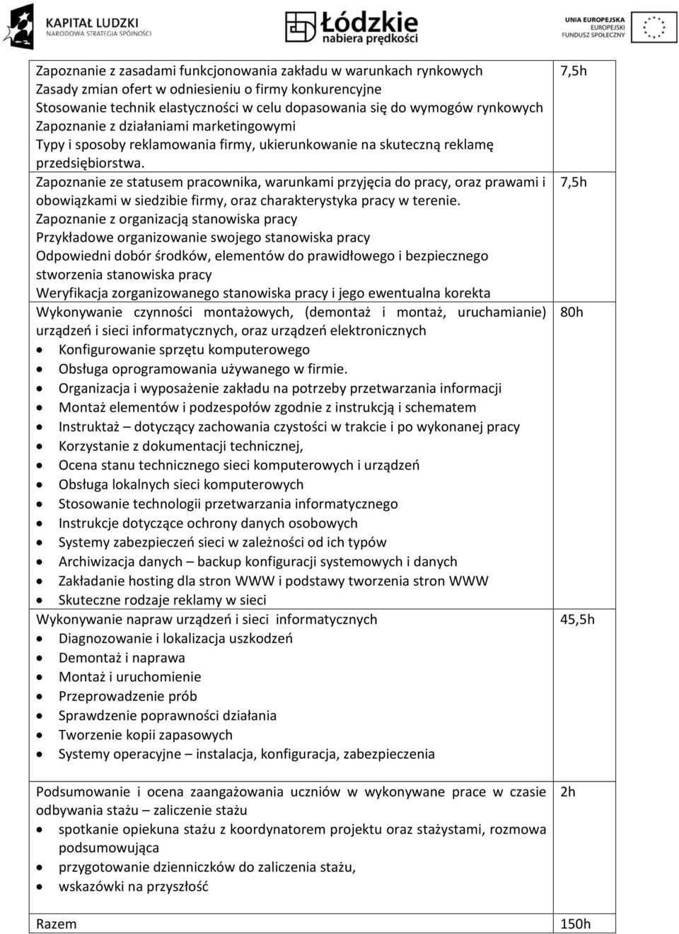 Zapoznanie ze statusem pracownika, warunkami przyjęcia do pracy, oraz prawami i obowiązkami w siedzibie firmy, oraz charakterystyka pracy w terenie.