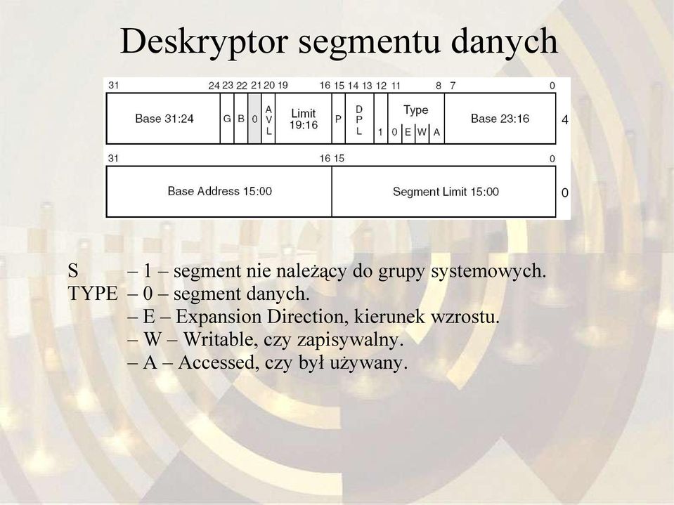 TYPE 0 segment danych.