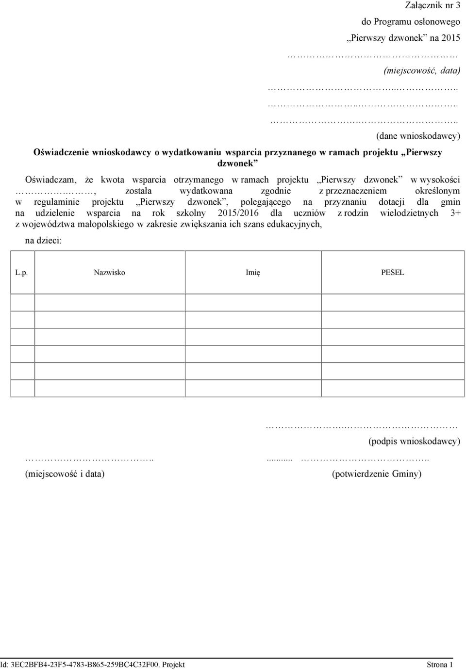 ramach projektu Pierwszy dzwonek w wysokości.