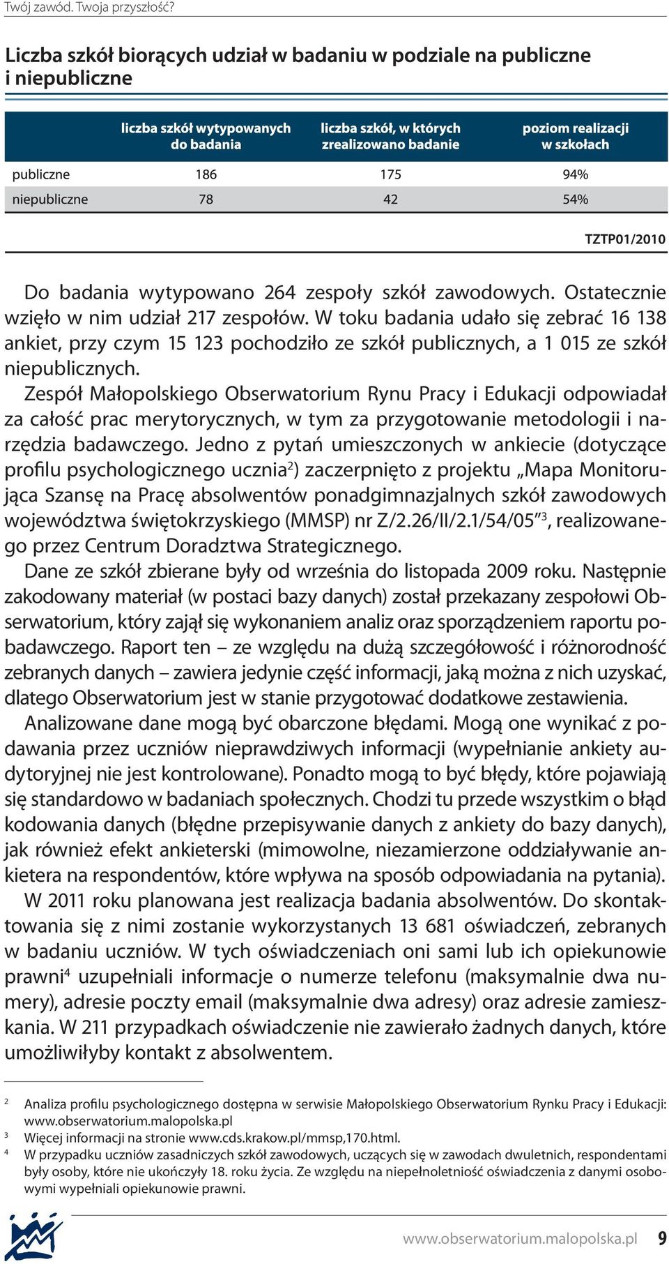 Zespół Małopolskiego Obserwatorium Rynu Pracy i Edukacji odpowiadał za całość prac merytorycznych, w tym za przygotowanie metodologii i narzędzia badawczego.