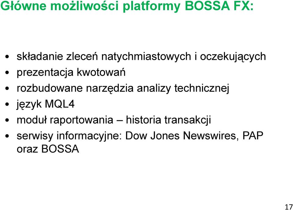 narzędzia analizy technicznej język MQL4 moduł raportowania