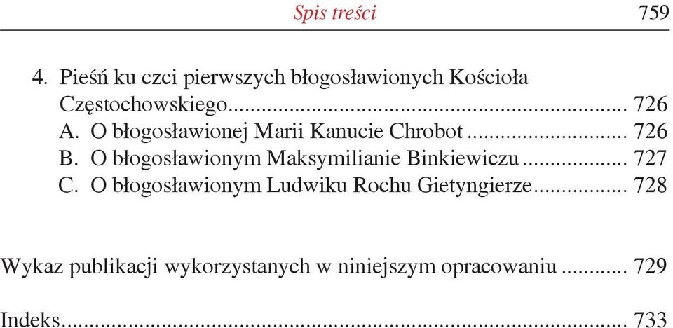 O błogosławionej Marii Kanucie Chrobot... 726 B.