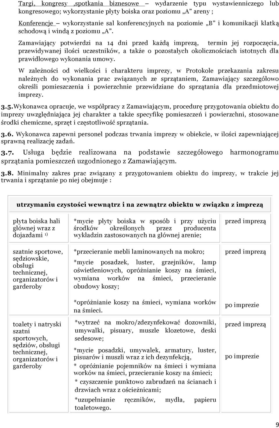 Zamawiający potwierdzi na 14 dni każdą, termin jej rozpoczęcia, przewidywanej ilości uczestników, a także o pozostałych okolicznościach istotnych dla prawidłowego wykonania umowy.