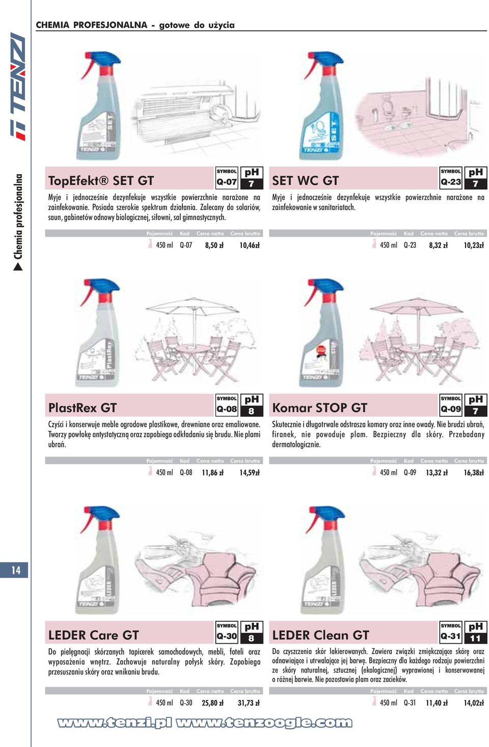 450 ml Q07 8,50 zł Q07 7 10,46zł SET WC GT Q23 Myje i jednocześnie dezynfekuje wszystkie powierzchnie narażone na zainfekowanie w sanitariatach.
