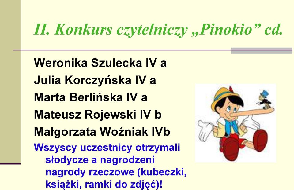 IV a Mateusz Rojewski IV b Małgorzata Woźniak IVb Wszyscy