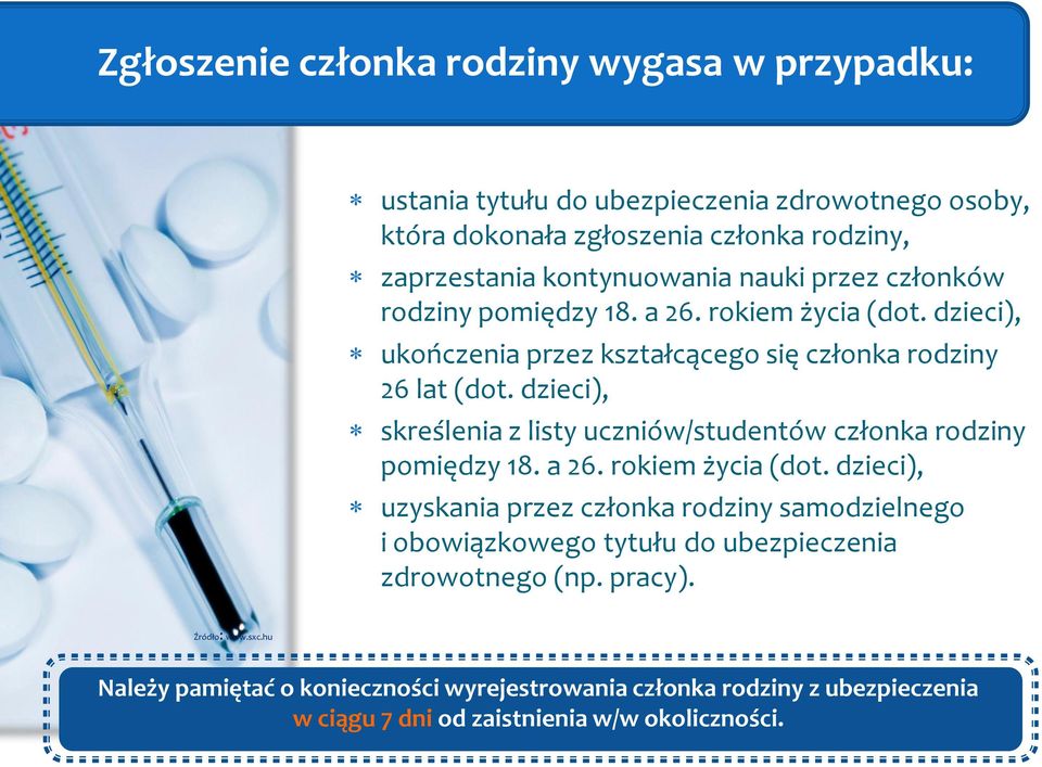 dzieci), skreślenia z listy uczniów/studentów członka rodziny pomiędzy 18. a 26. rokiem życia (dot.