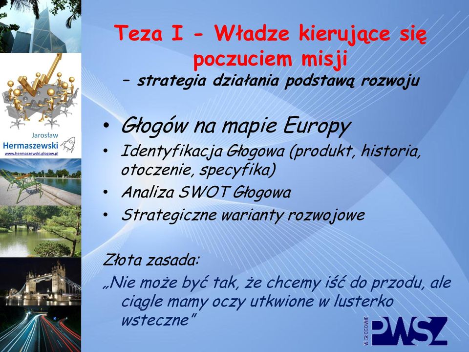 otoczenie, specyfika) Analiza SWOT Głogowa Strategiczne warianty rozwojowe Nie