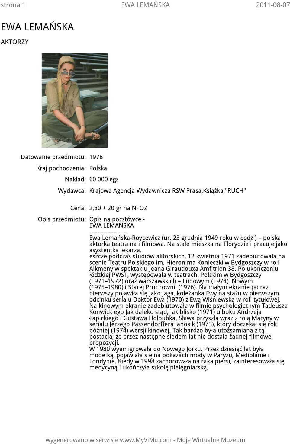 Hieronima Konieczki w Bydgoszczy w roli Alkmeny w spektaklu Jeana Giraudouxa Amfitrion 38.