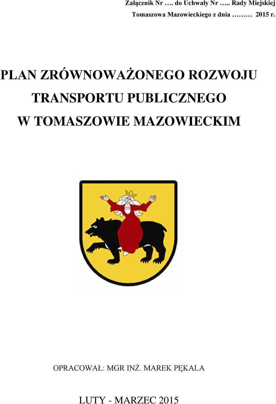 r. PLAN ZRÓWNOWAŻONEGO ROZWOJU TRANSPORTU